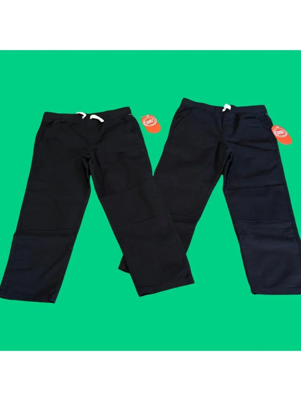 Wonder Nation Boys Black Woven Pants Drawstring Size 8 Durable Everyday Wear
